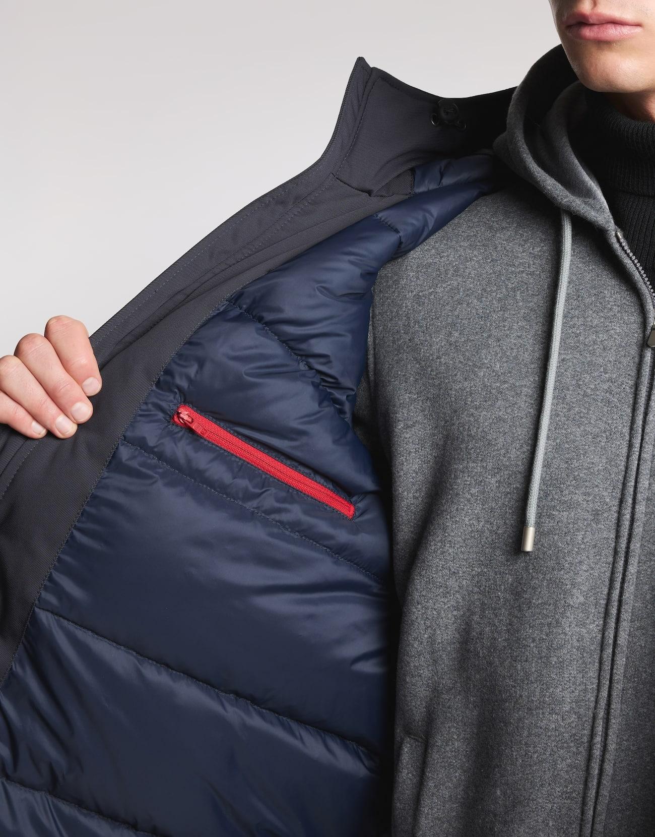 Caban in Gabardine Imbottito in Piuma<BR/> NAM36510130XLB U807 FAY 