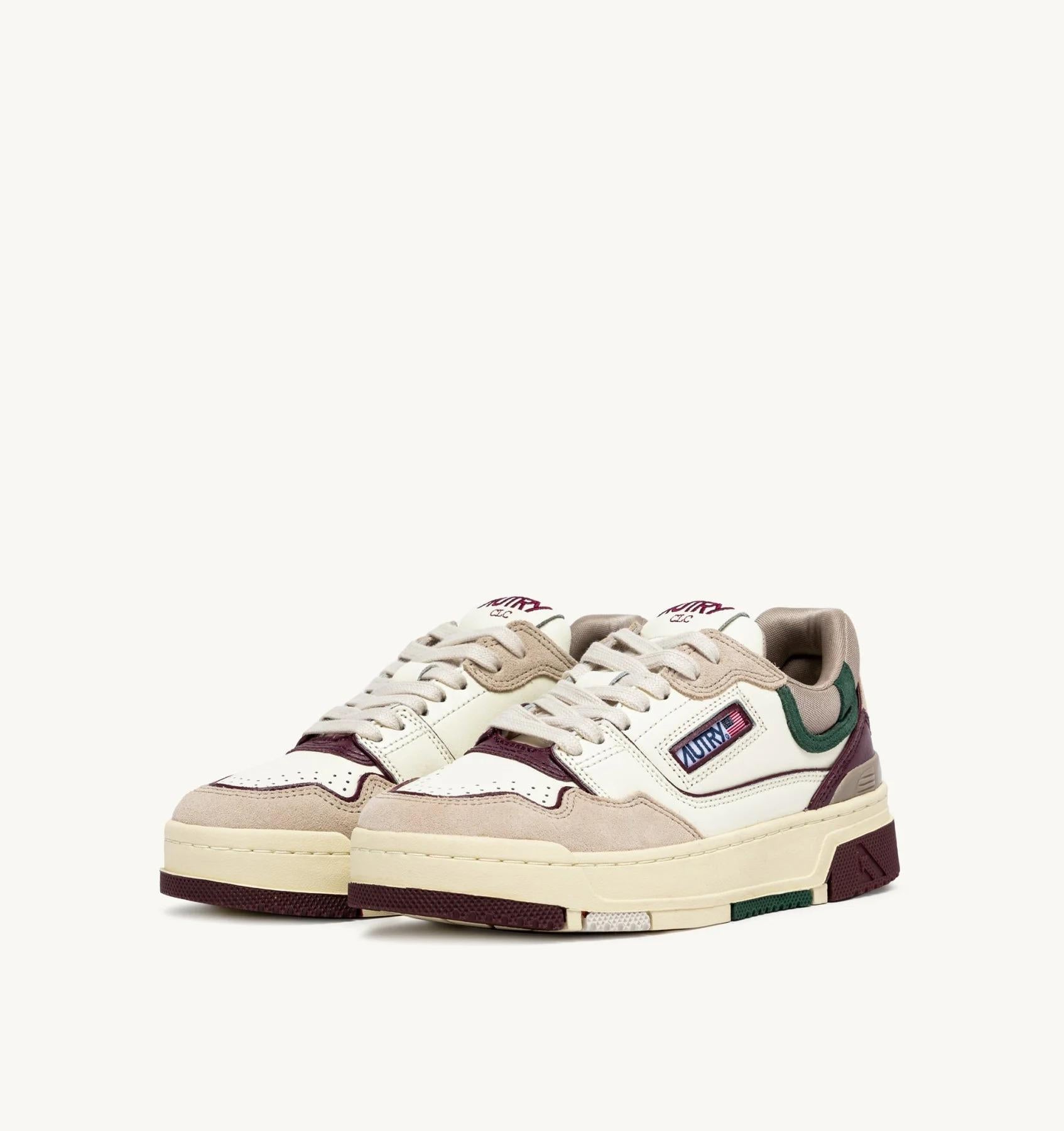 SNEAKERS CLC LOW IN SUEDE E PELLE AVORIO E BURGUNDY<BR/> ROLW MC09 AUTRY ACTION SHOES 