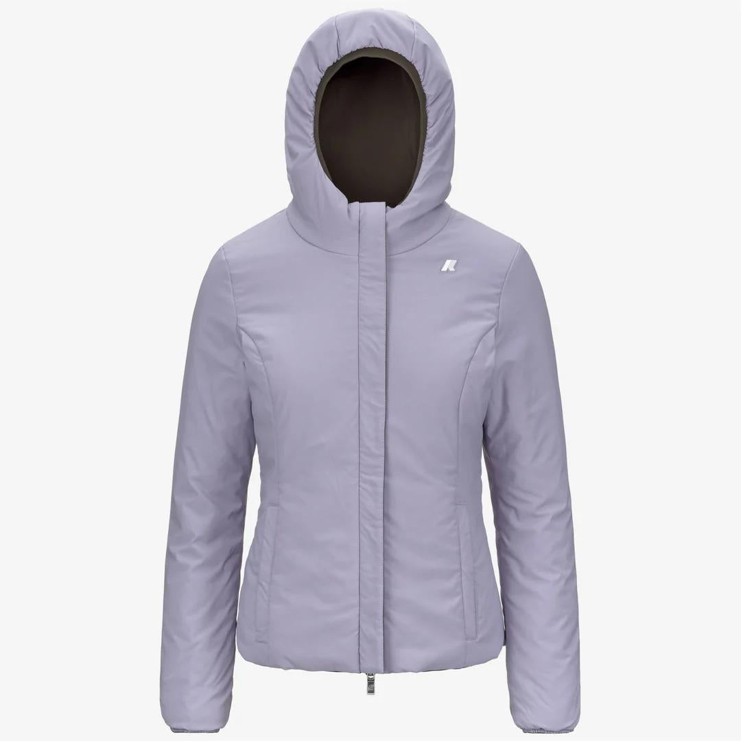 LILY ST WARM REVERSIBLE<BR/>BLACK OLIVE-VIOLET LAVENDER<BR/>Giacca corta reversibile isolante da donna K6128TW B3Q K-WAY 