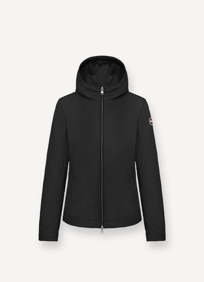 Giacca in softshell con cappuccio in tessuto tecnico