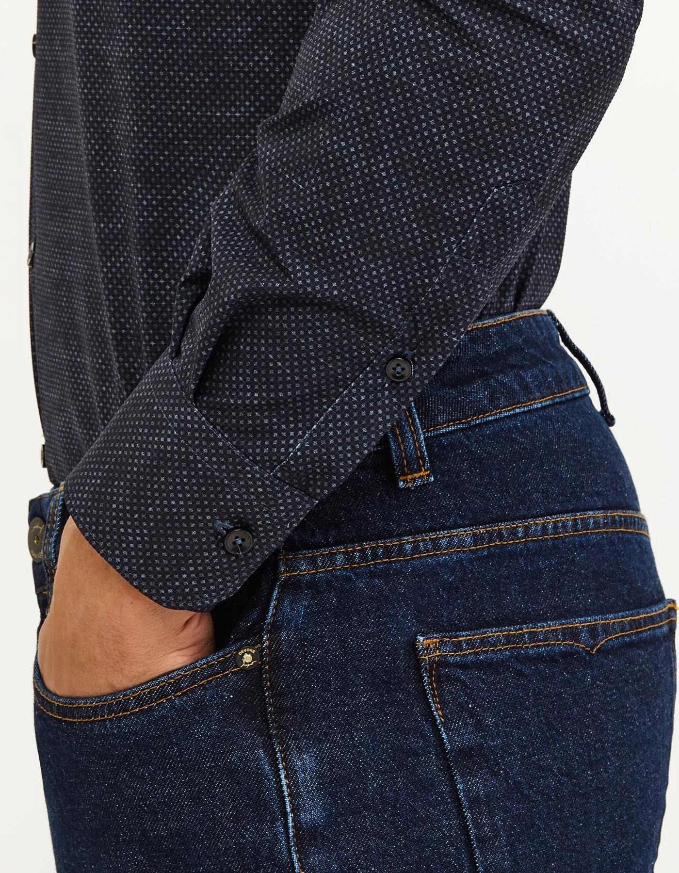 Camicia Collo francese piccolo Fantasia Armaturato Blu scuro<BR/> ACT53191630 004 XACUS 