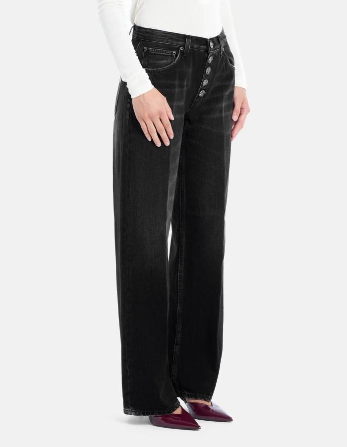 Jeans Jacklyn wide leg in denim fisso responsabile<BR/> DP427BDFE305LM9 999 DONDUP 