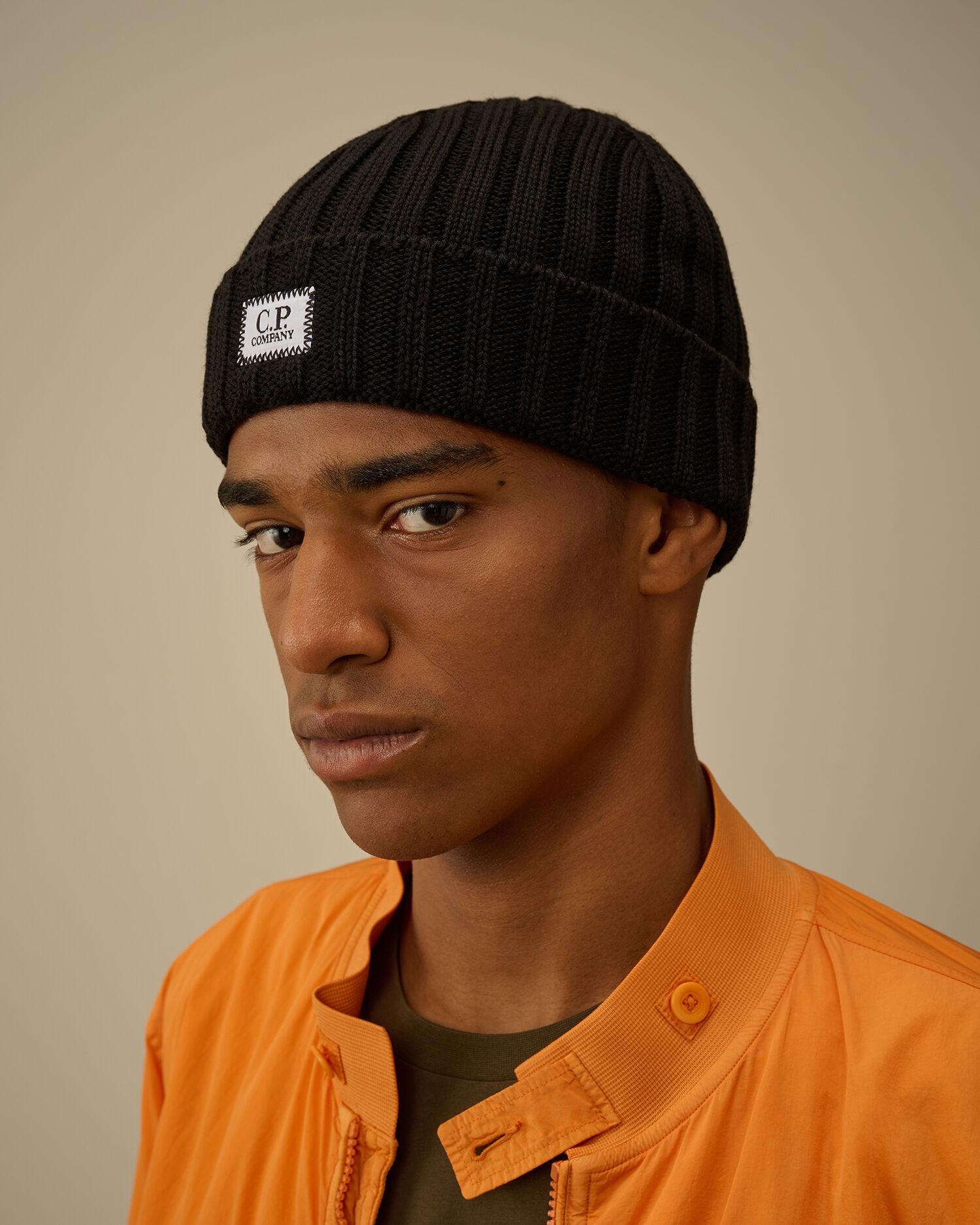 Extrafine Merino Wool Logo Beanie CMAC738A 999 C.P. COMPANY 