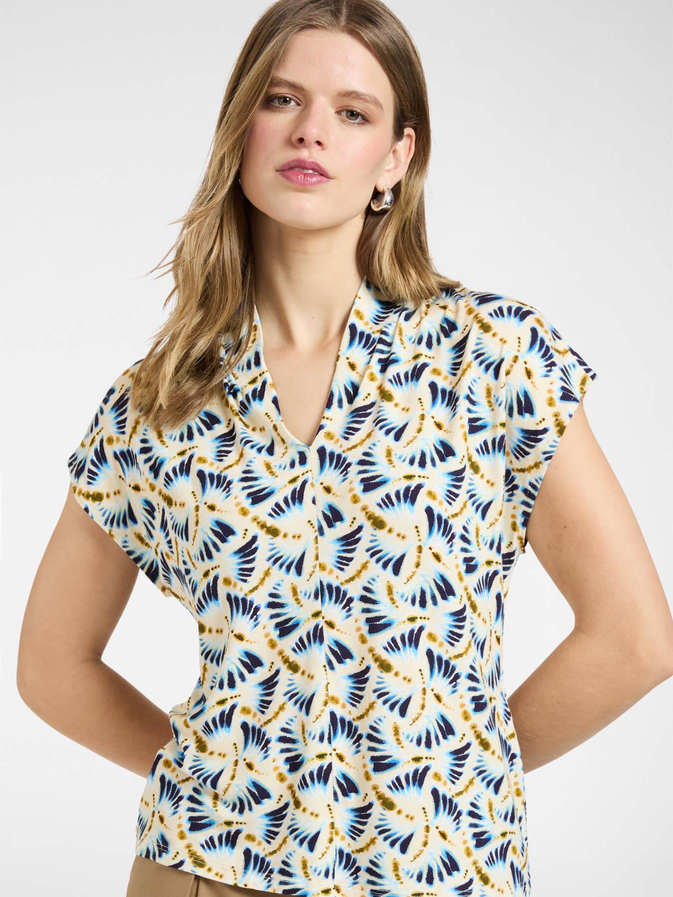 T-shirt stampata con scollo a V<BR/> G005Z000634N 01 ELENA MIRO 