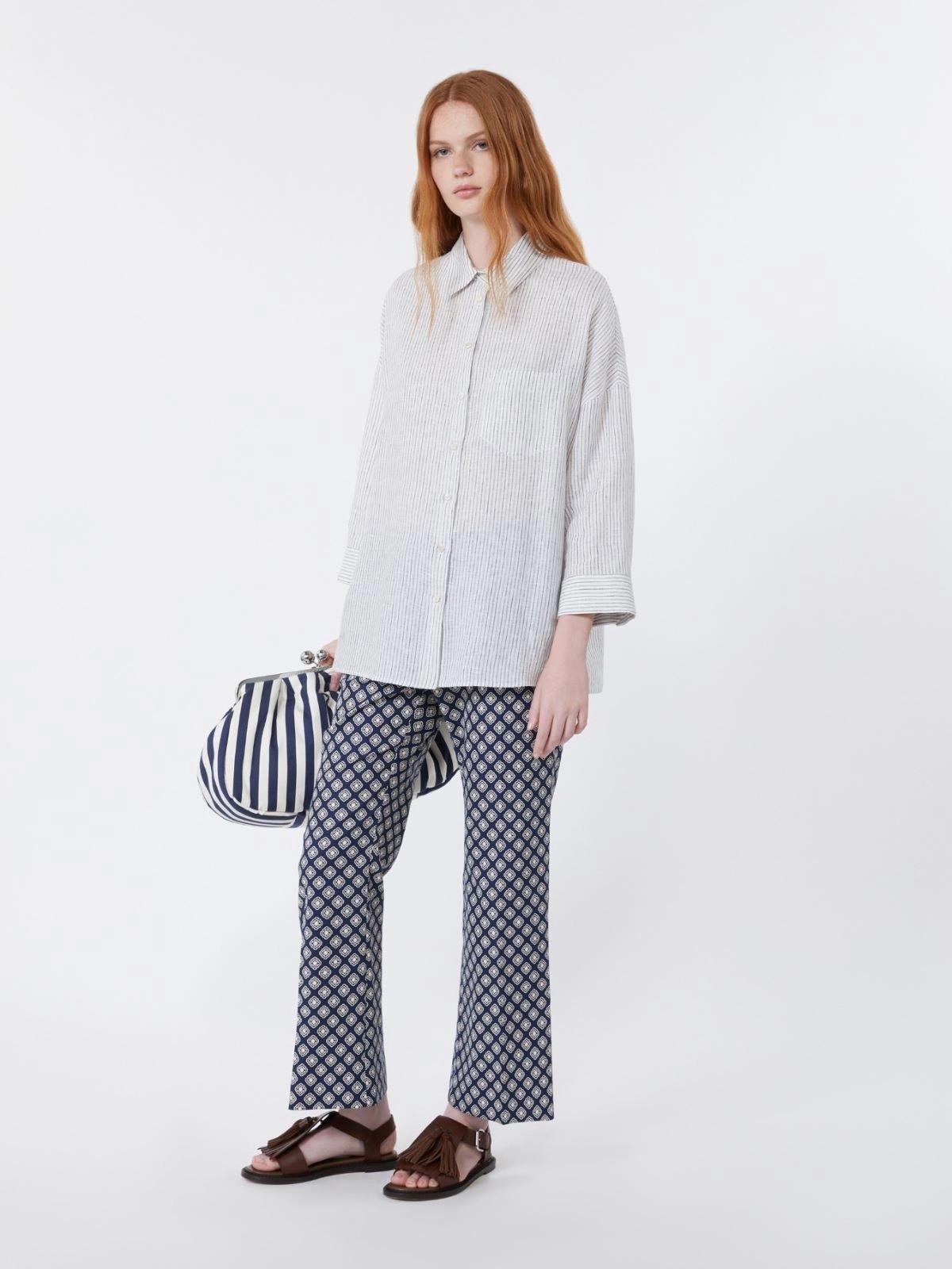 Camicia in tela di lino a righe - Blu<BR/> WKDPANETTO 021 WEEKEND 