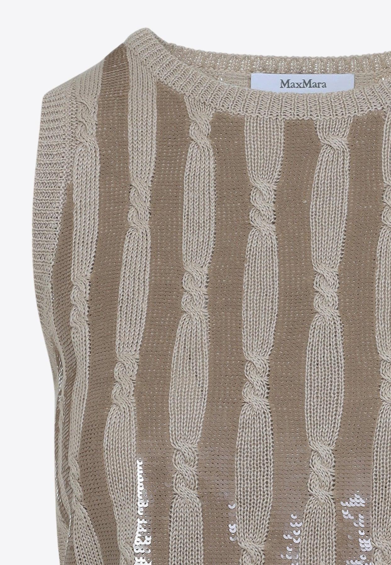 Top in lino con paillette<BR/> GOLIA 017 MAX MARA 