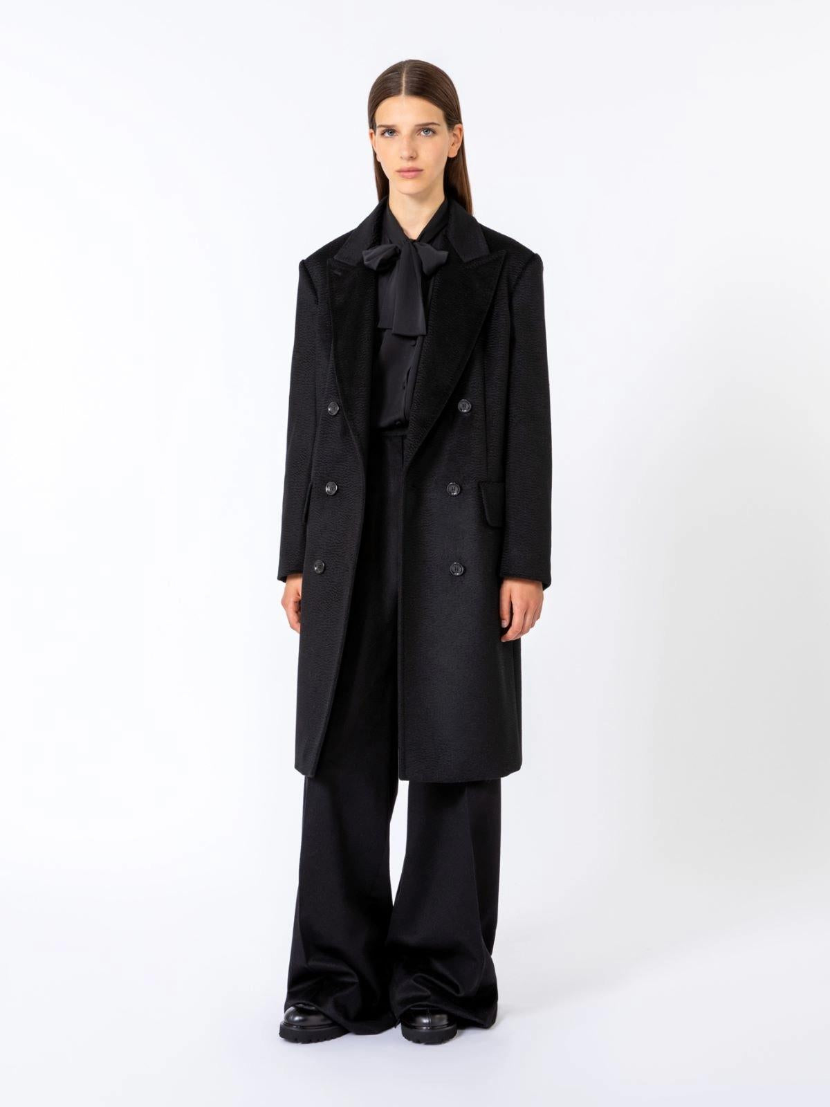 Olimpia Coat in cammello - Nero<BR/> COSA 002 MAX MARA 