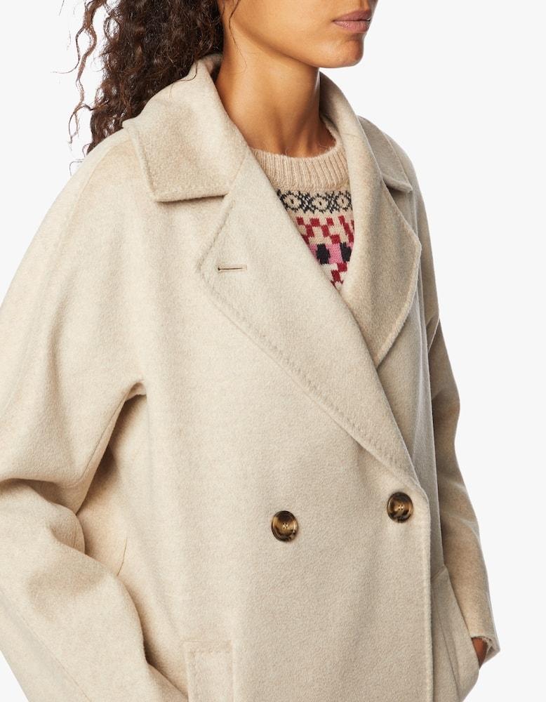 Cappotto midi doppiopetto in lana beige RESINA 002 WEEKEND 