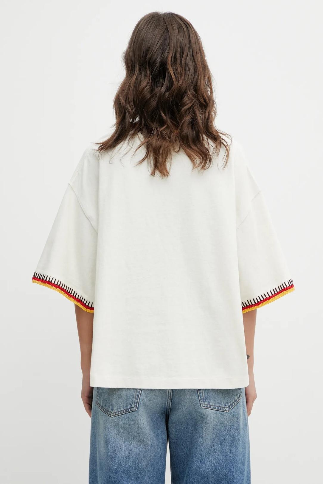 T-shirt in cotone con bordi uncinetto colorati 211A96265 001 RALPH LAUREN 