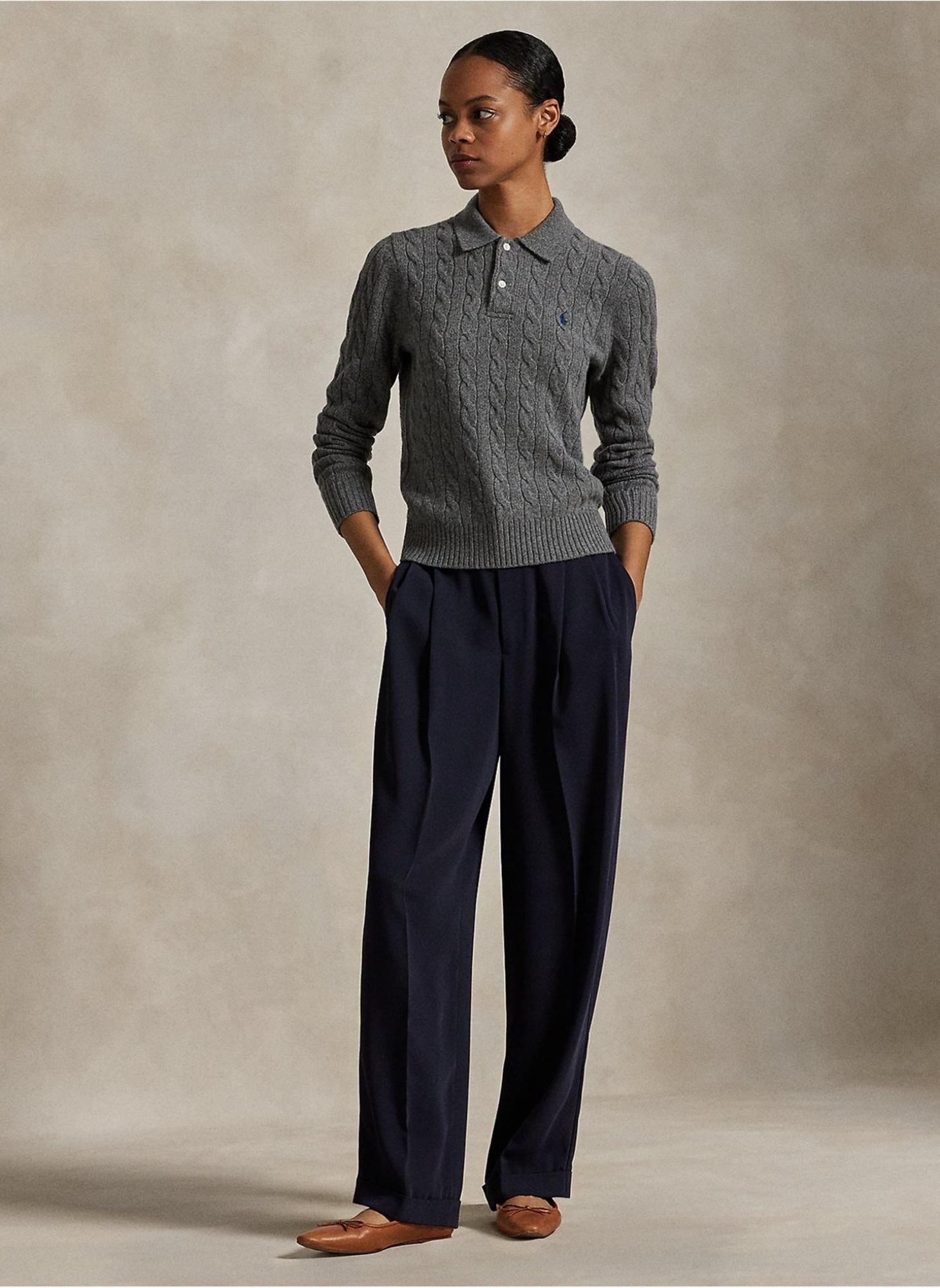 Polo in misto lana a trecce 211972132 500 RALPH LAUREN 