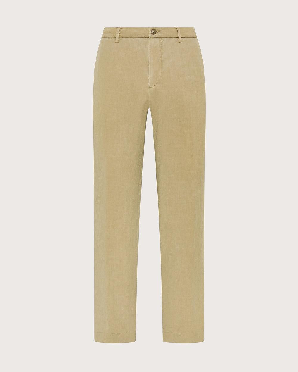 Pantalone con elastico dietro in misto lino tinto capo<BR/> PT1435440222 020 SEVENTY 