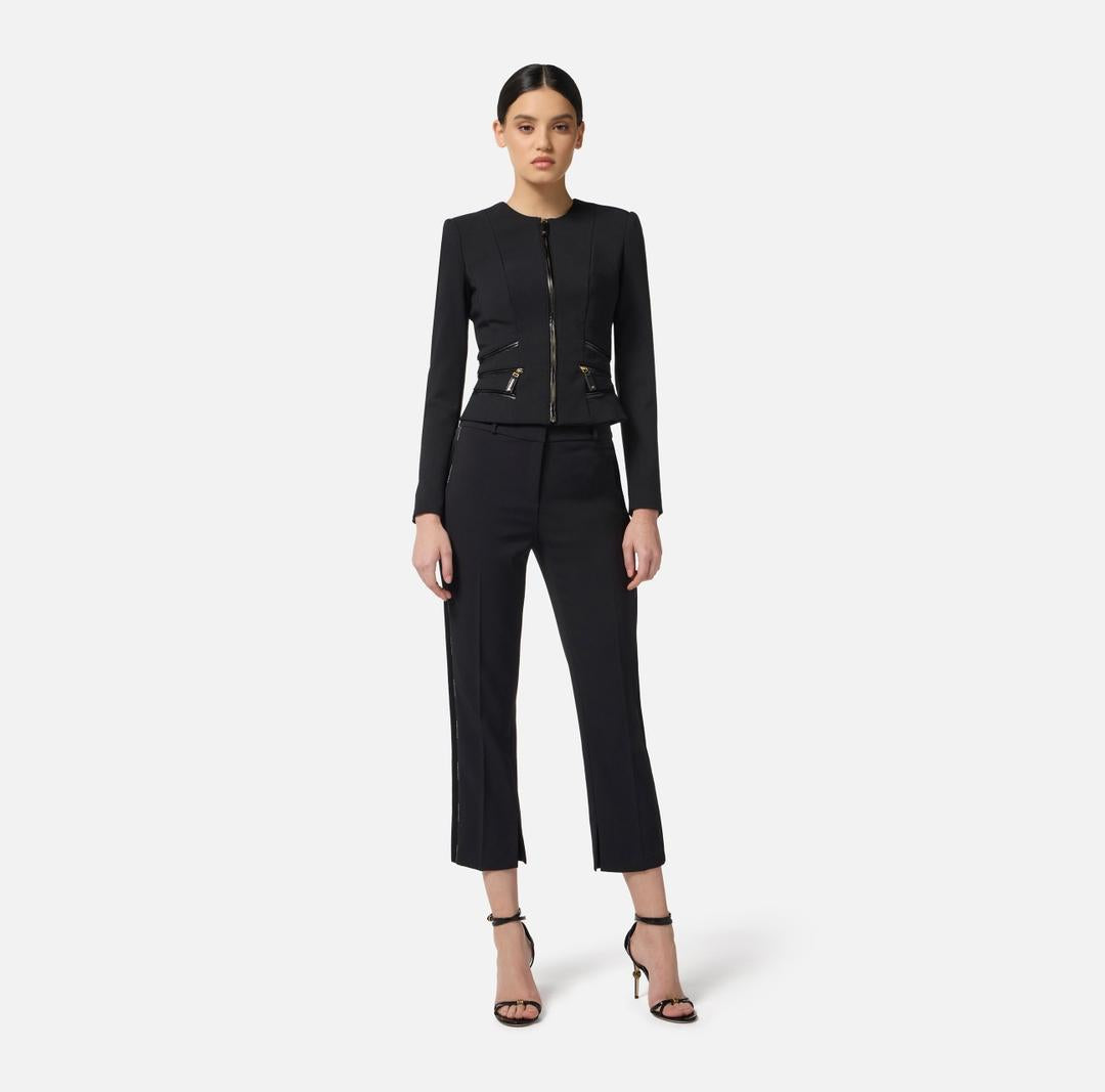 Giacca in doppio crêpe con dettagli zip GI17356E2 110 ELISABETTA FRANCHI 