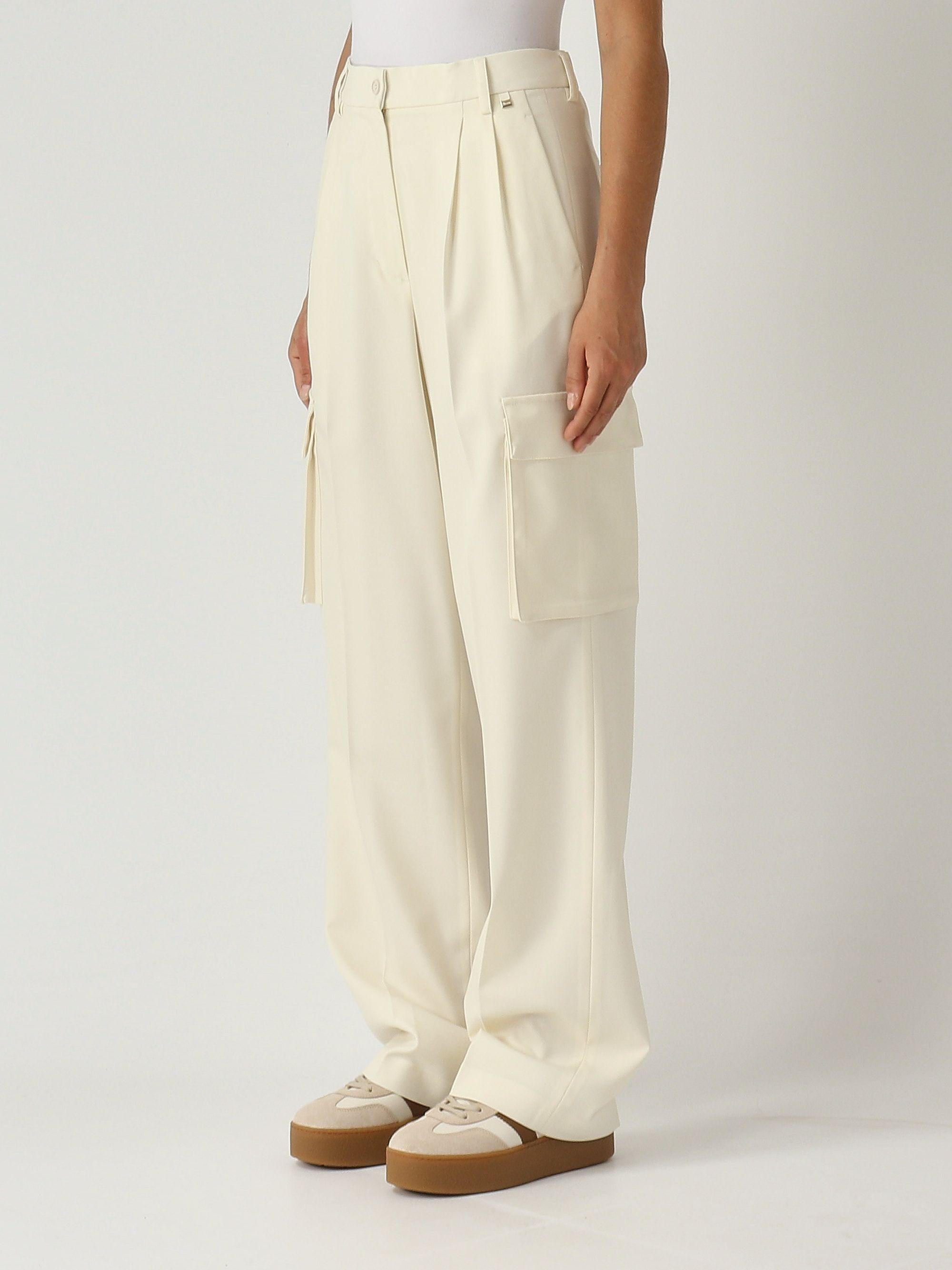 PANTALONI CARGO IN FLUID WOOL<BR/> PT000179D33453 1000 HERNO 