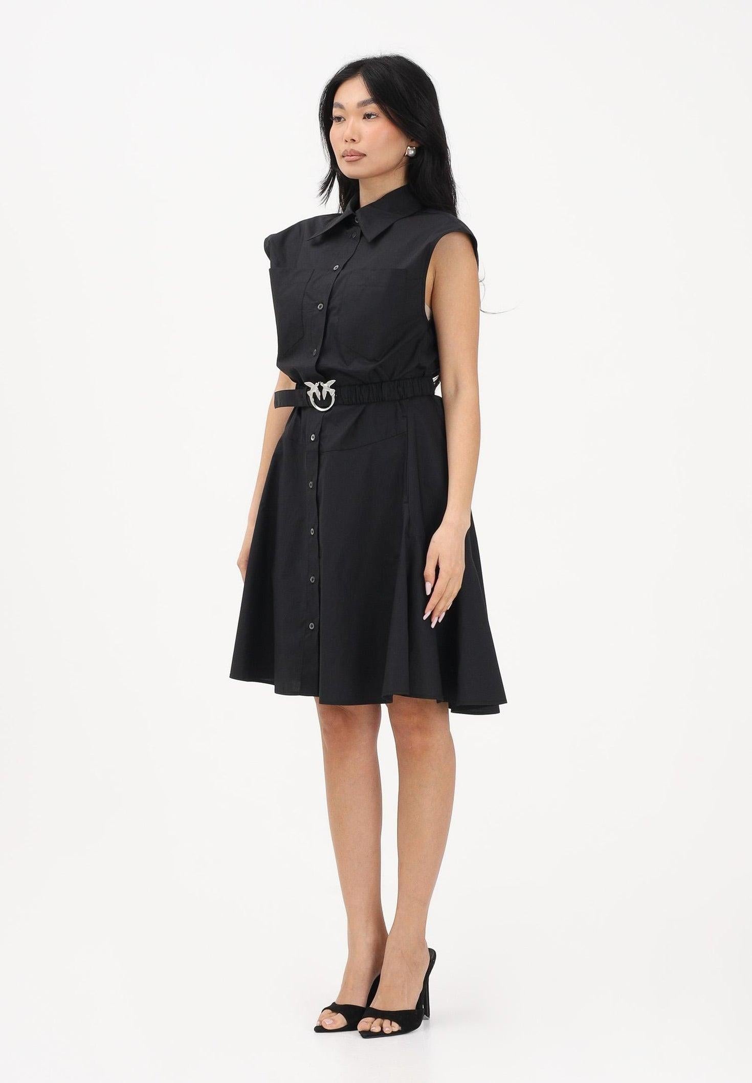 Abito chemisier nero da donna con cintura 103111A2LD Z99 PINKO 