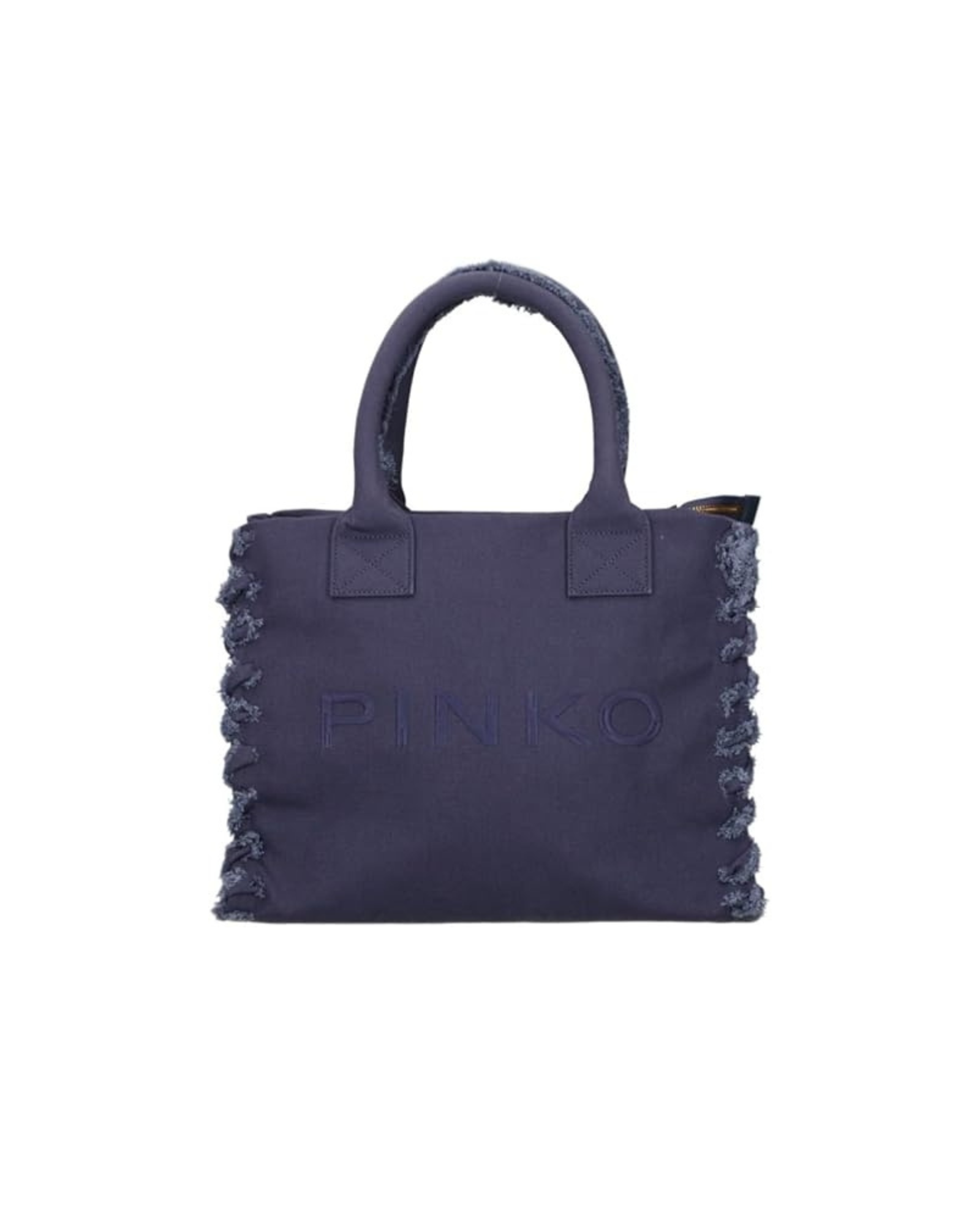 Borsa shopper media Beach in canvas con logo e dettagli sfrangiati<BR/> 106673A3A4 J05 PINKO 