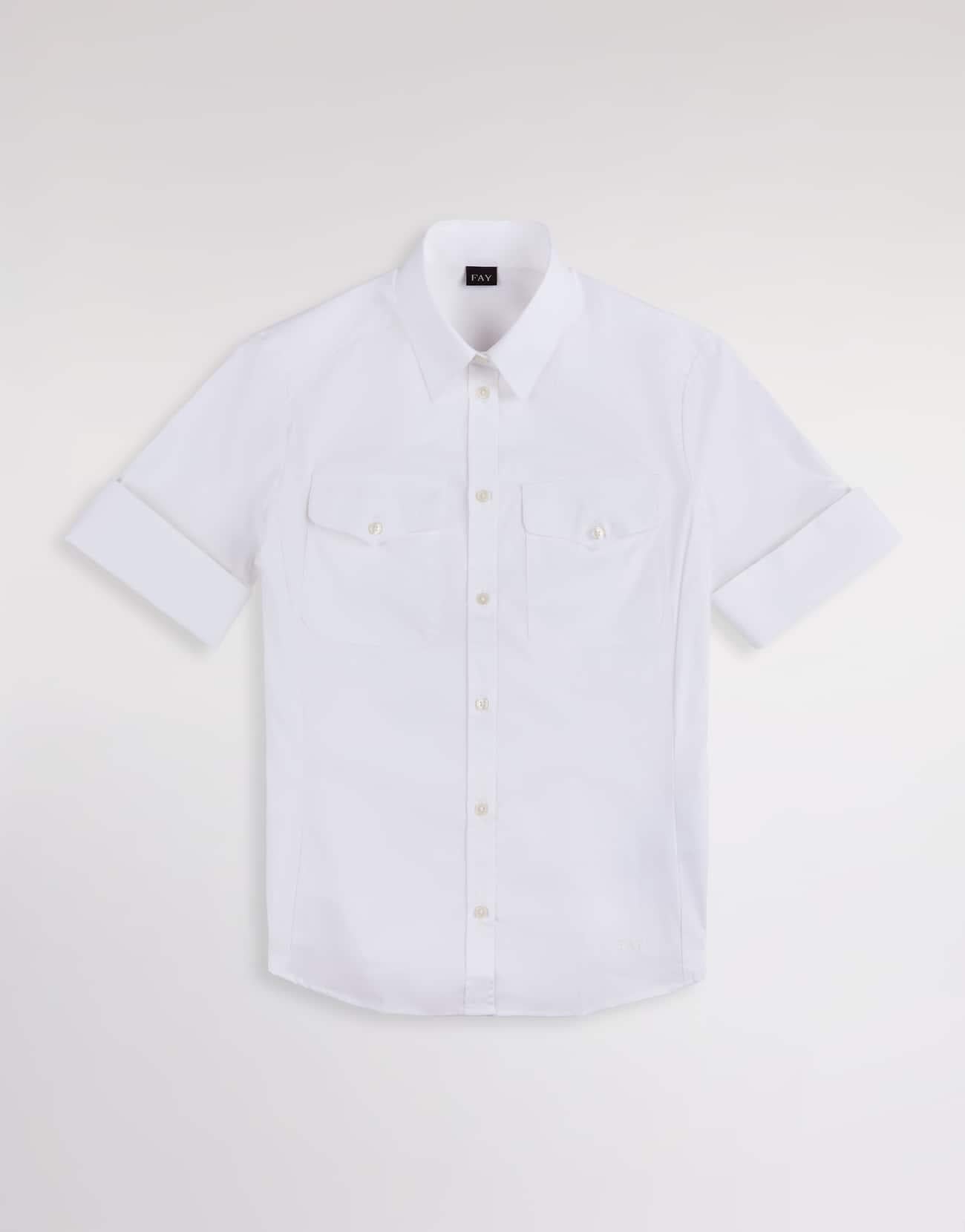 Camicia Regular Fit in Popeline Stretch<BR/> NCWA252600SZGR B001 FAY 
