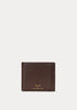 Portafoglio Ralph Lauren in pelle martellata, marrone scuro