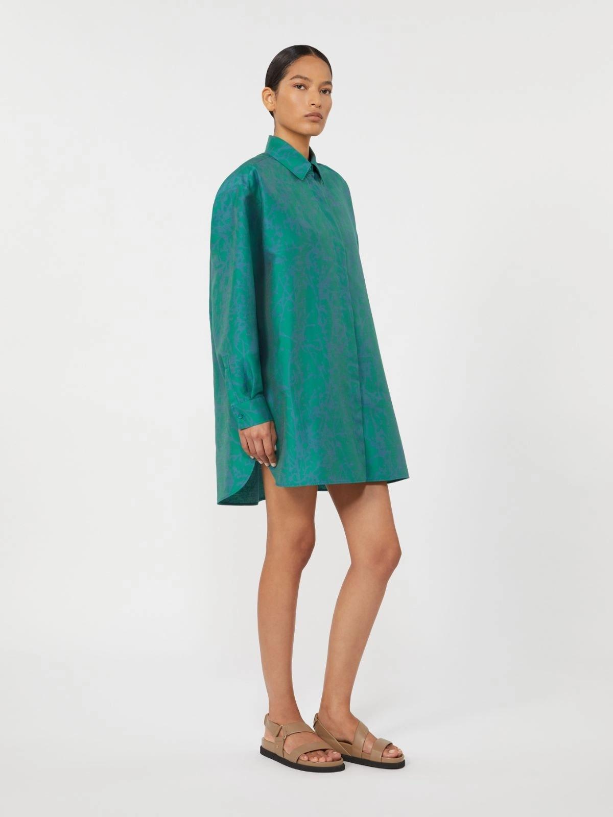 Abito a camicia in cotone e seta stampata - Verde<BR/> MXMBIRD 002 MAX MARA 