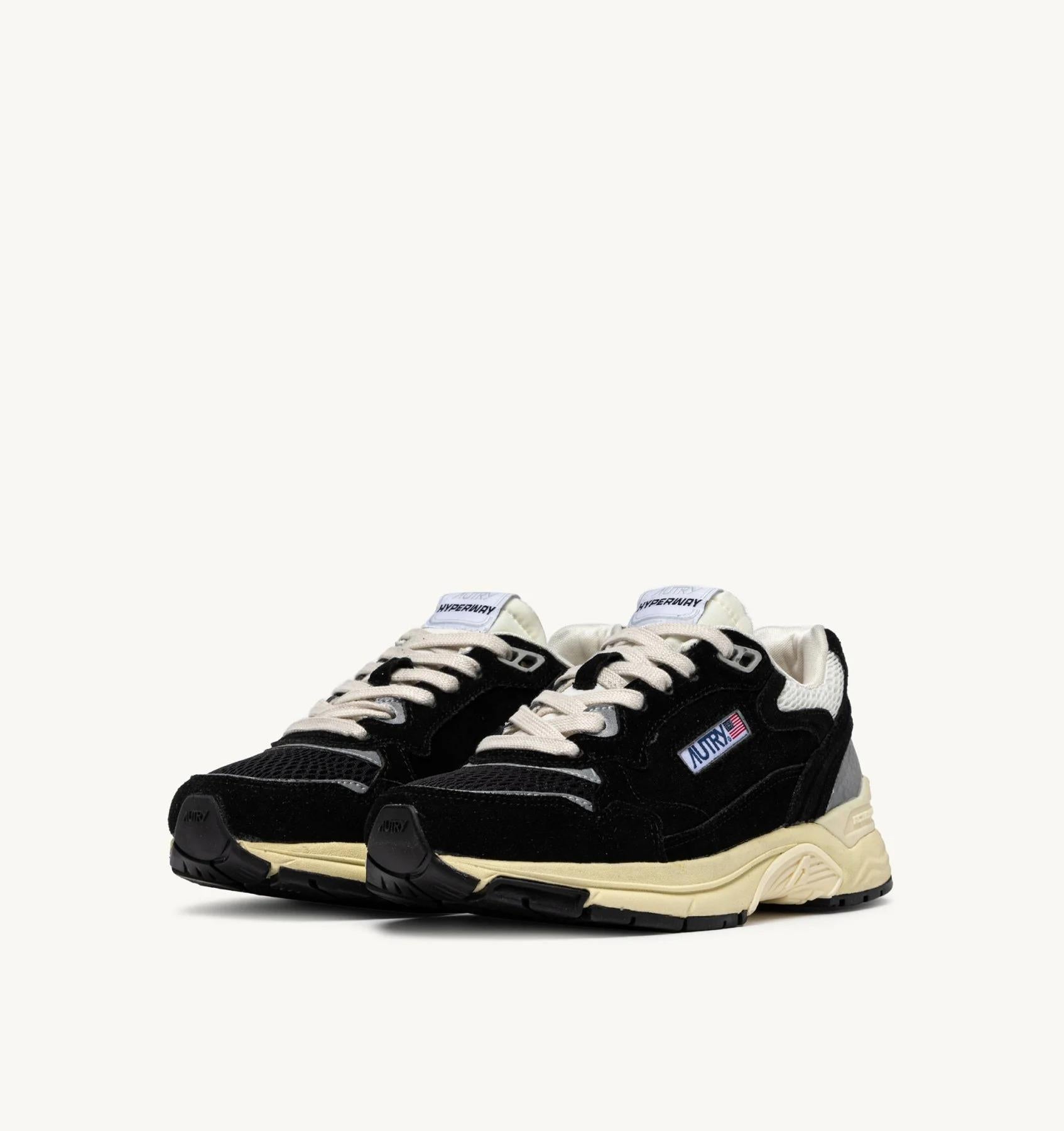 SNEAKERS HYPERWAY IN MESH E SUEDE NERO E ARGENTO<BR/> HYLM UM07 AUTRY ACTION SHOES 