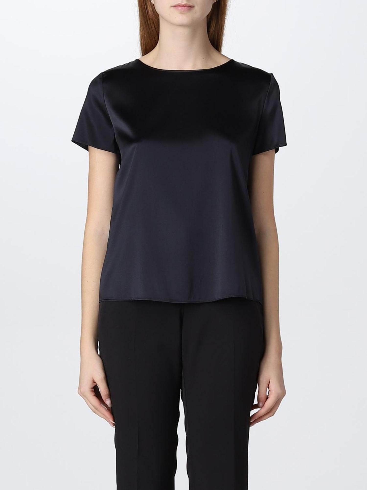 Blusa girocollo a maniche corte in raso di seta 8N2K152NXXZ 926 ARMANI 