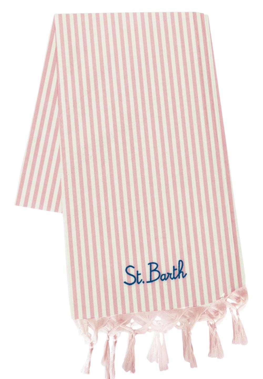 Telo mare in cotone Fouta con stampa a righe rosa FOUL002 00198L MC2 SAINT BARTH 
