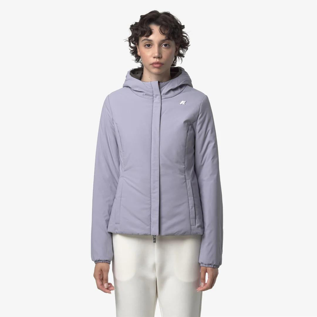 LILY ST WARM REVERSIBLE<BR/>BLACK OLIVE-VIOLET LAVENDER<BR/>Giacca corta reversibile isolante da donna K6128TW B3Q K-WAY 