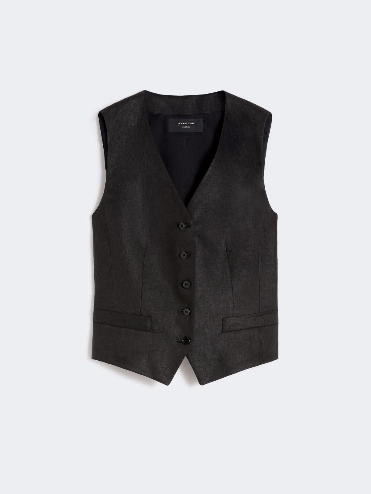 Gilet in canvas di lino - NERO<BR/> WKDPACE 007 WEEKEND 