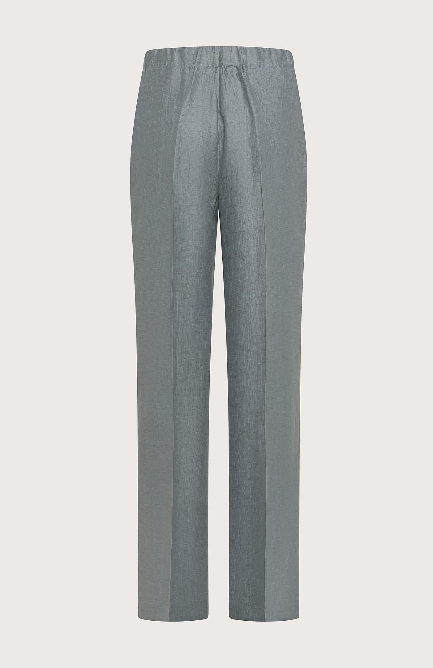 Pantalone donna  in misto lino fiammato crinkle