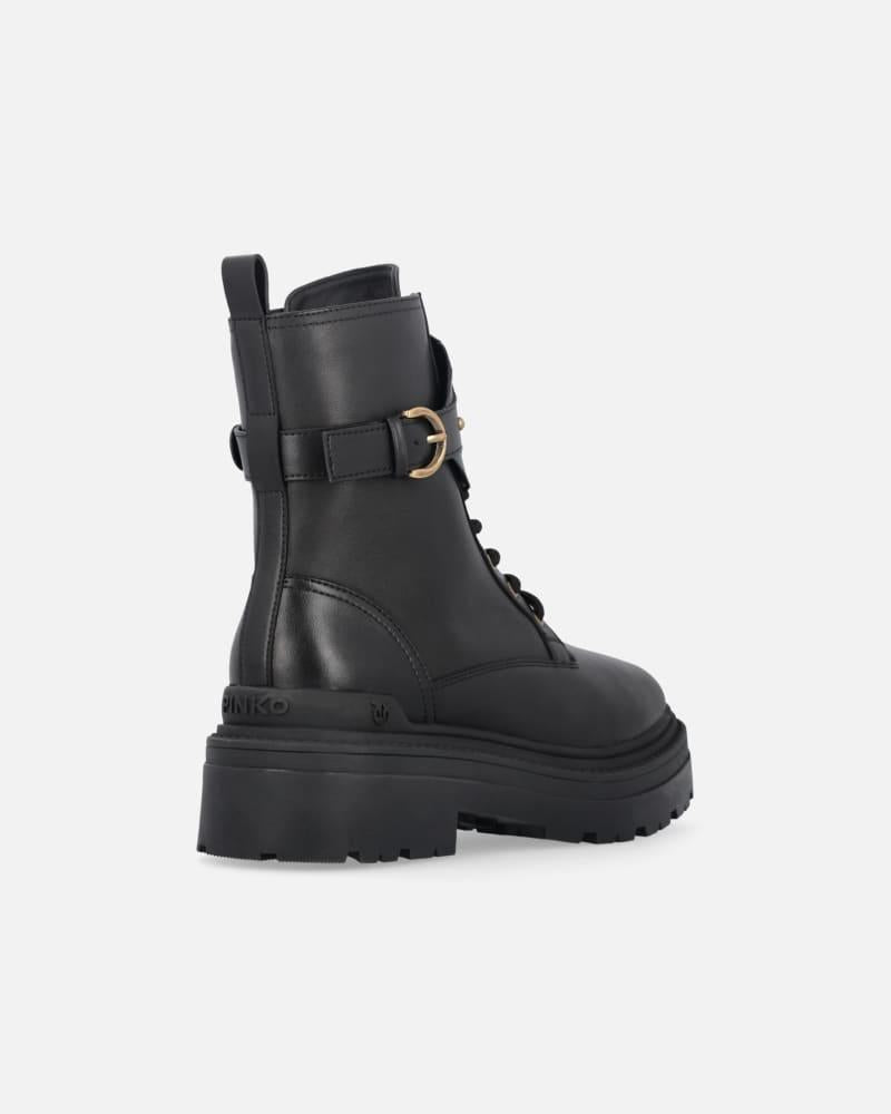 Anfibi in pelle con cinturino logato davanti<BR/><BR/> SD0147P001 Z99 PINKO 