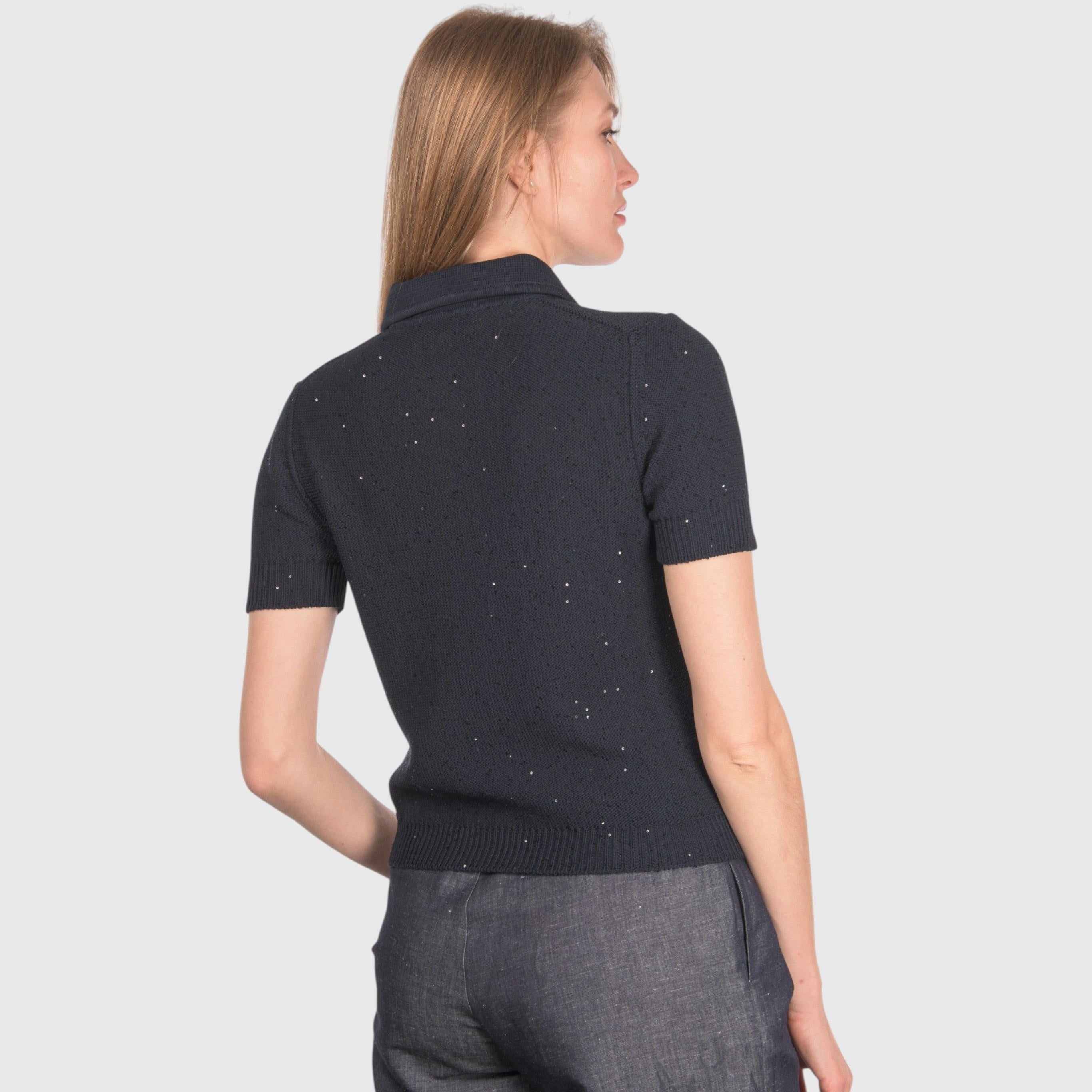 Polo in maglia con paillettes 1323332430 599 GRAN SASSO 