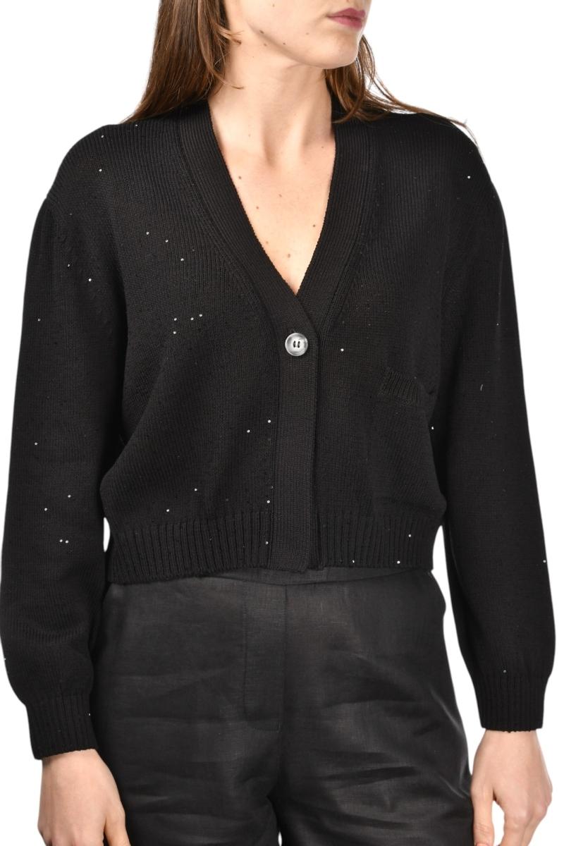CARDIGAN RASATO CON MICRO PAILLETTES