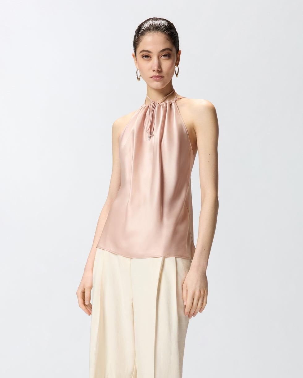 Top in satin con scollo all'americana<BR/> 106621A1Y5 Q35 PINKO 