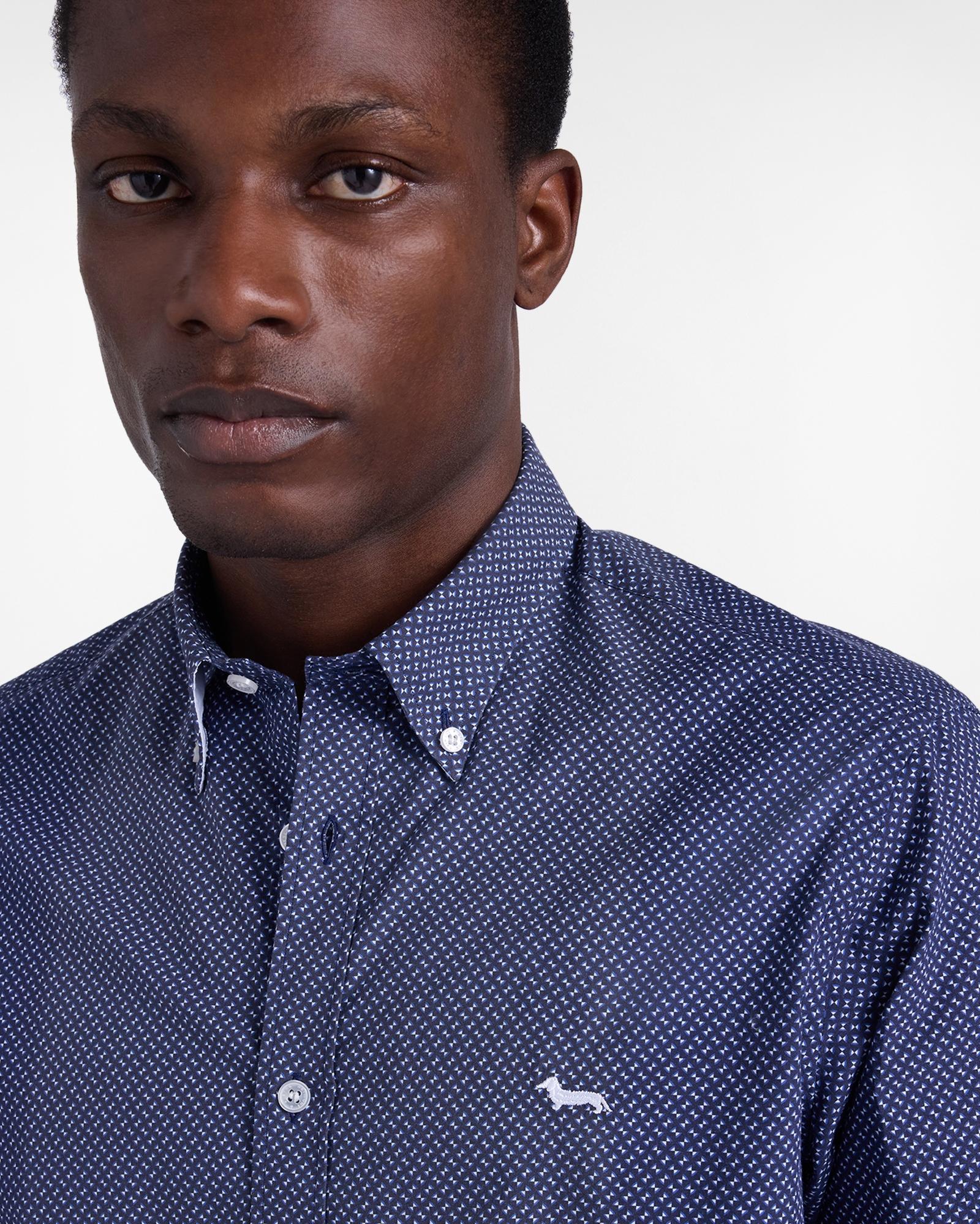 Camicia micro stampa regular fit<BR/> CRQ026013818B 801 HARMONT & BLAINE 