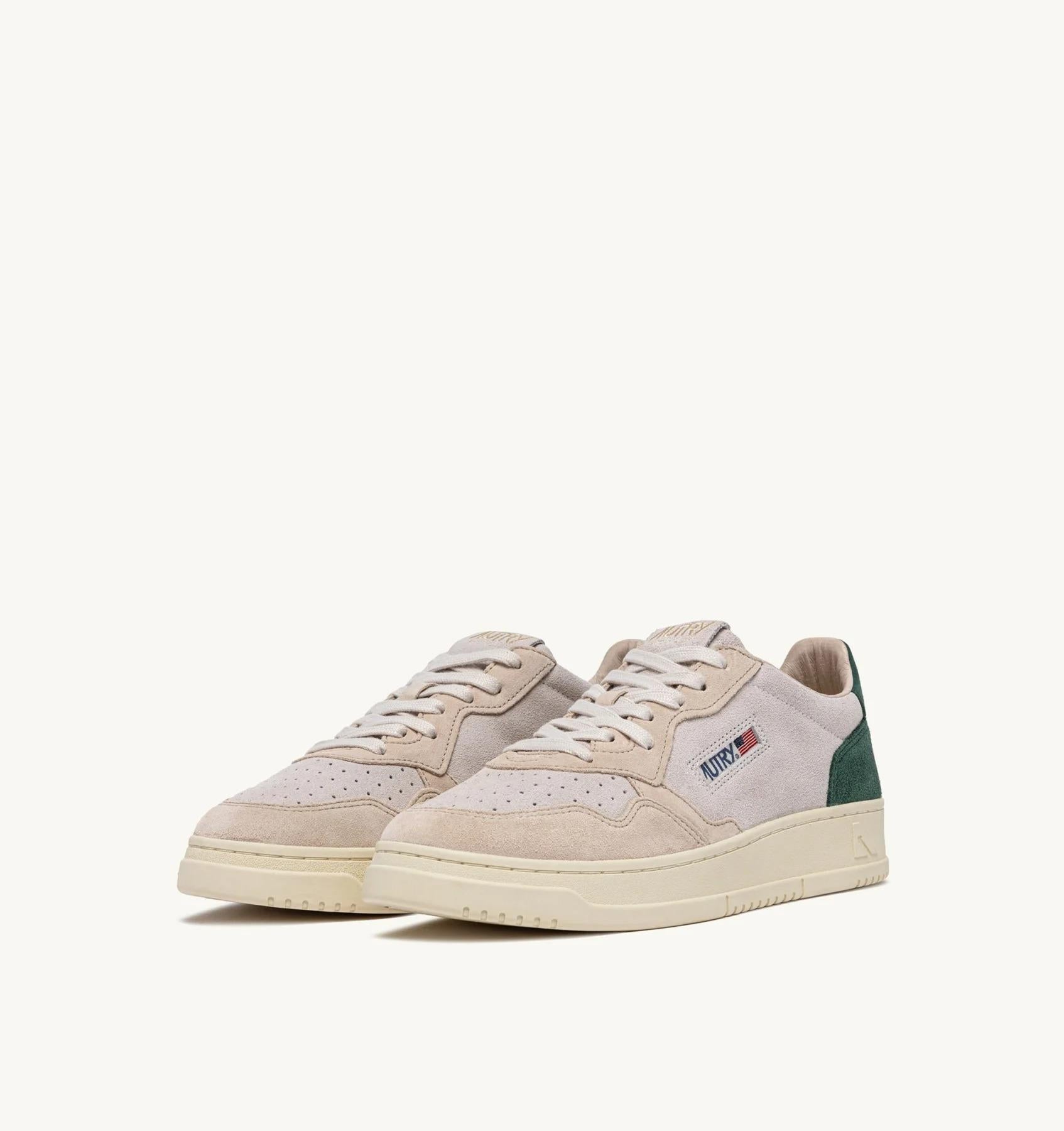 SNEAKERS MEDALIST LOW TRICOLOR IN SUEDE SAND E VERDE<BR/> AULM TS19 AUTRY ACTION SHOES 