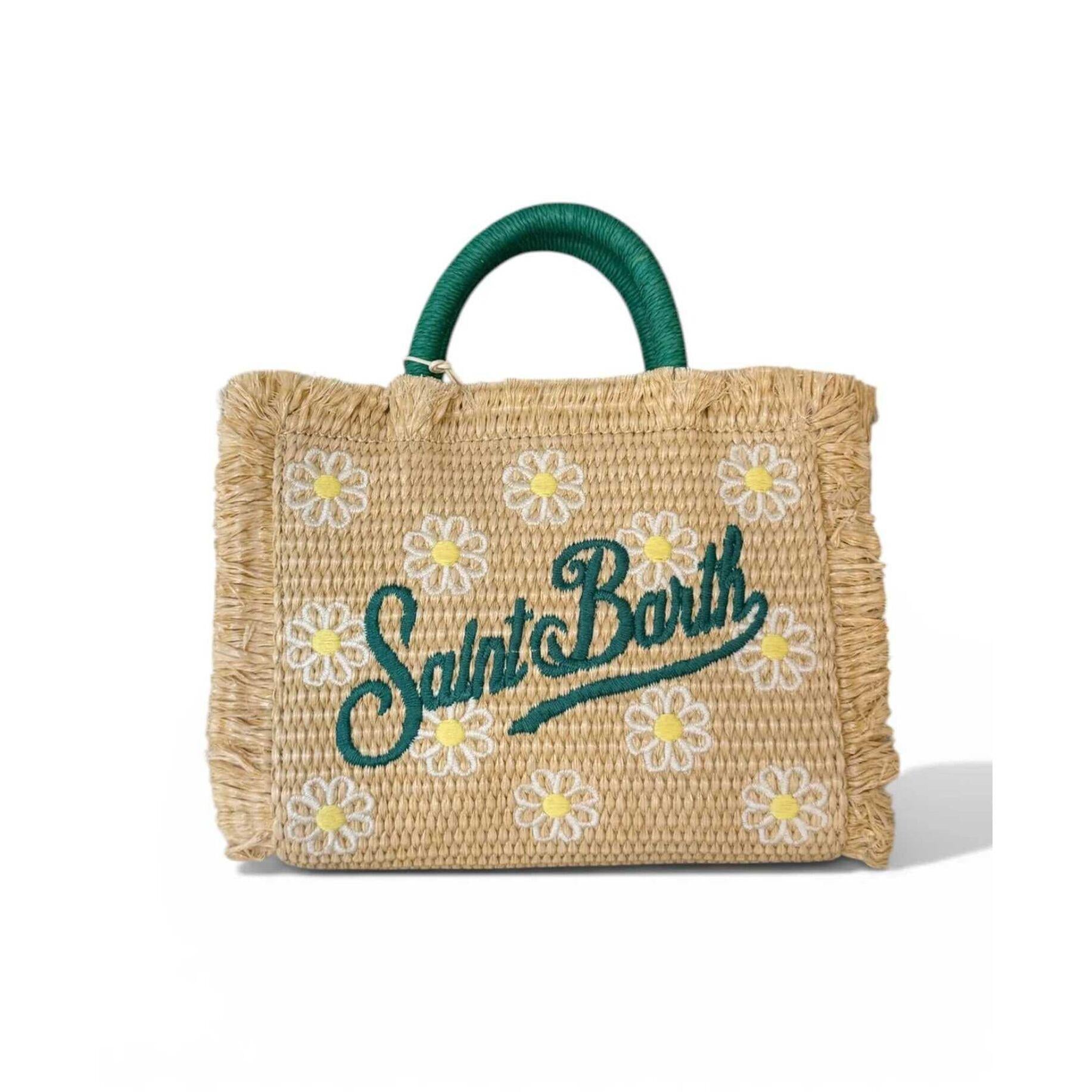 Borsa Vanity mini in tessuto effetto paglia con ricamo floreale VAMI009 00348L MC2 SAINT BARTH 