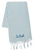 Telo mare in cotone Fouta con stampa a righe azzurre