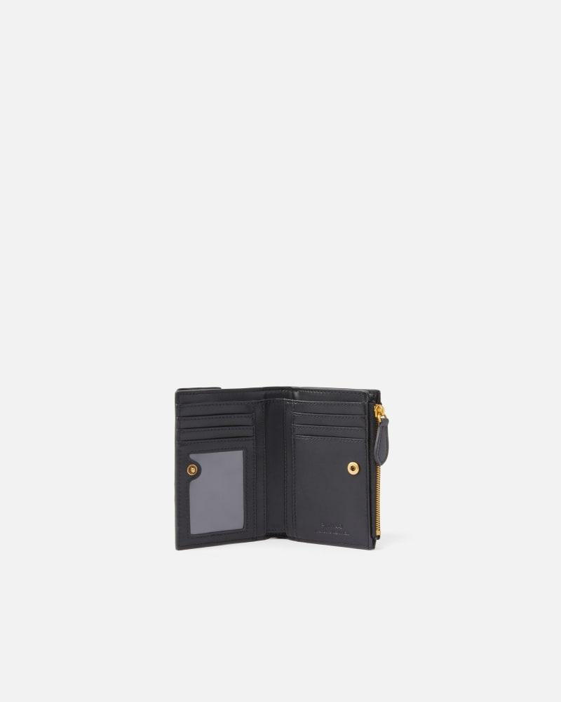 Piccolo portafoglio compatto in pelle liscia con logo 103612A0F1 Z99Q PINKO 