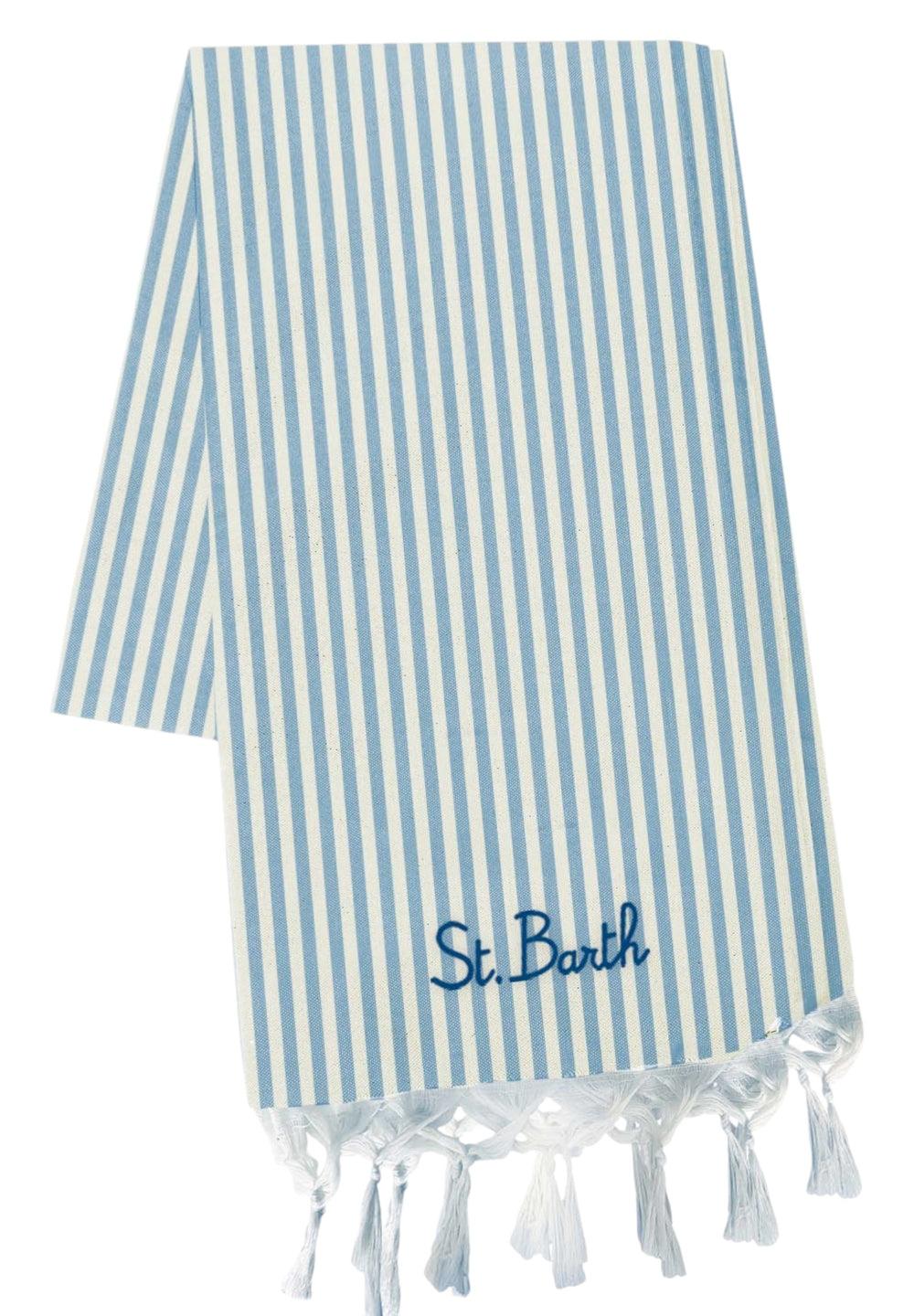 Telo mare in cotone Fouta con stampa a righe azzurre FOUL002 00659L MC2 SAINT BARTH 