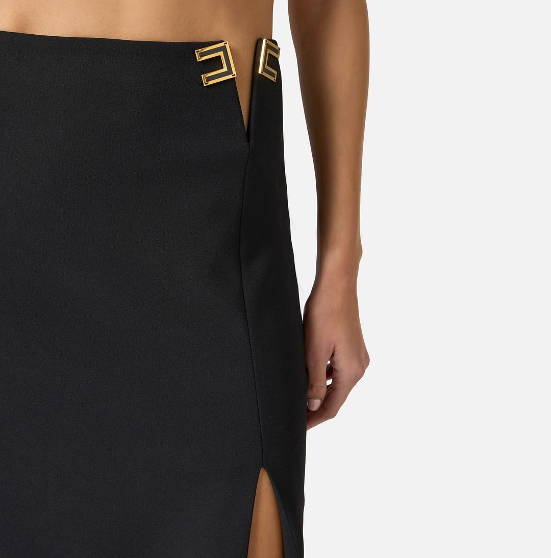 Gonna in doppio crêpe stretch con dettagli logo<BR/> GO14761E2 110 ELISABETTA FRANCHI 
