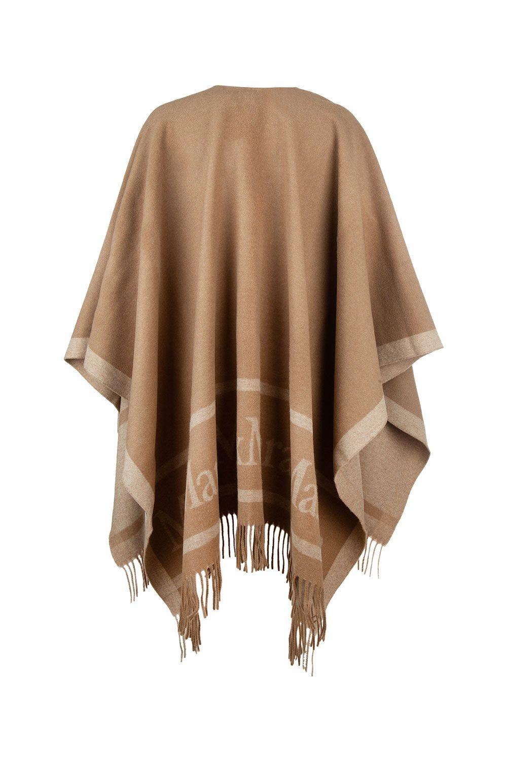 Poncho in lana tinto filo con logo jacquard HILDESTD 002 MAX MARA STUDIO 