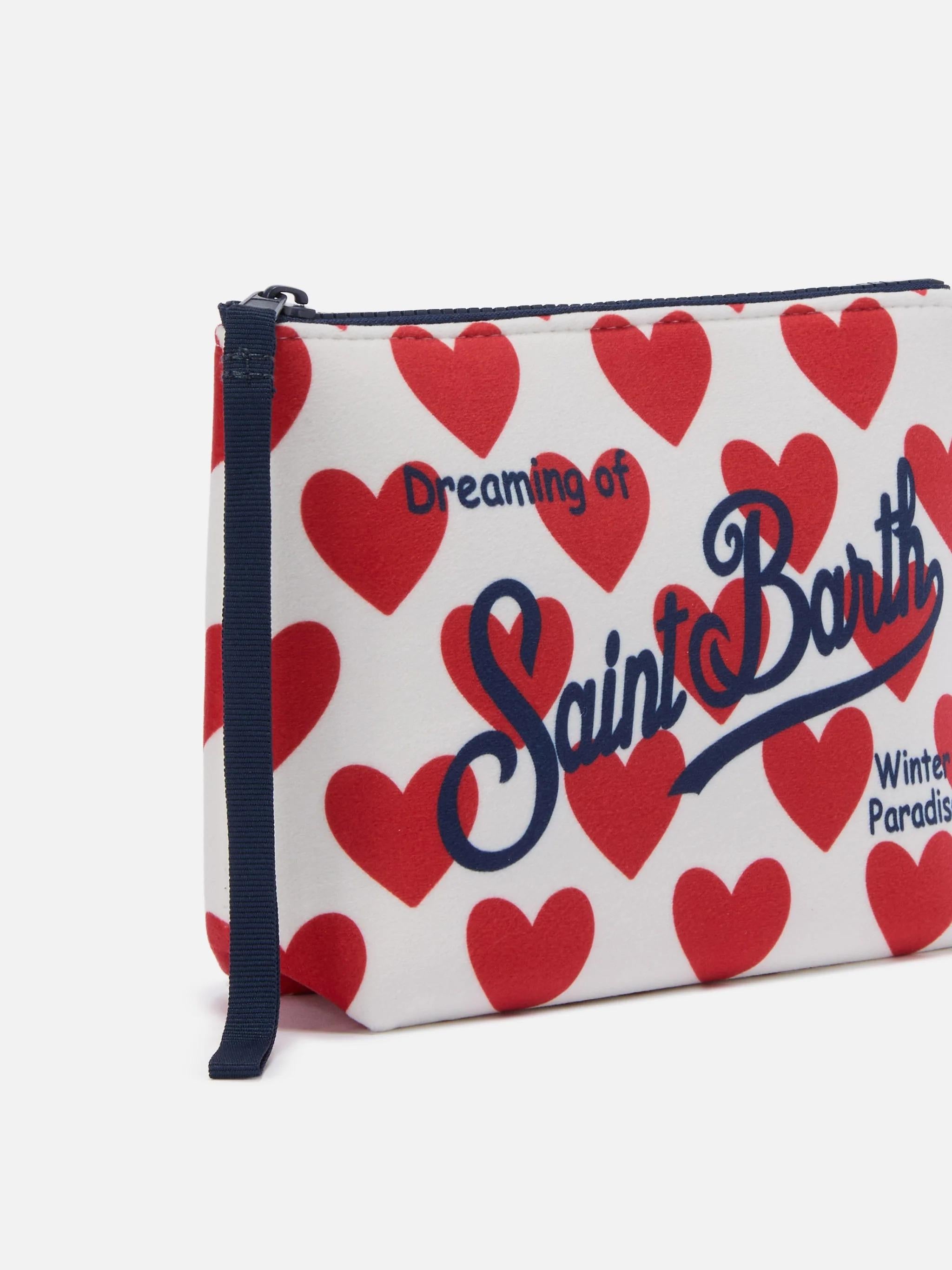 Pochette Aline effetto lana con stampa cuori ALI0002 01505I MC2 SAINT BARTH 