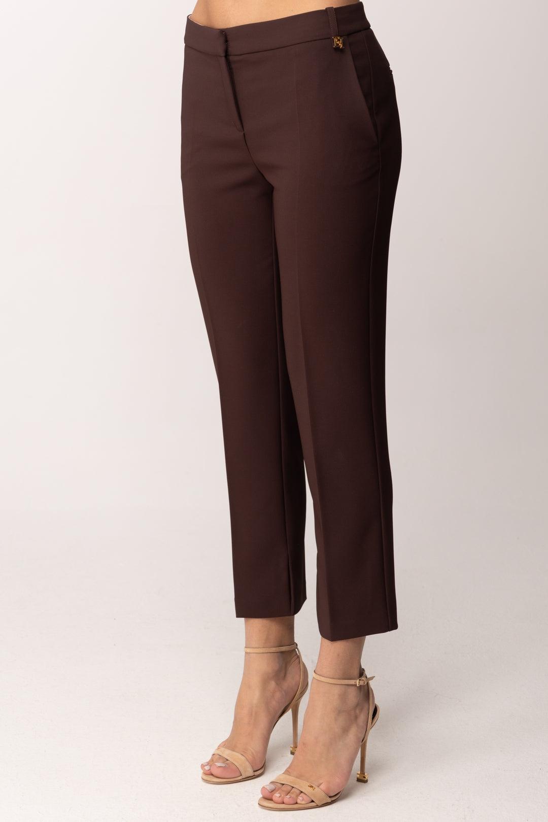 Pantaloni in crêpe leggero con logo charm PA16661E2 644 ELISABETTA FRANCHI 