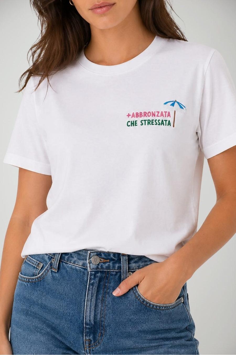 T-Shirt Donna Saint Barth ABBRONZATA STRESSATA EMI0001 01220L MC2 SAINT BARTH 