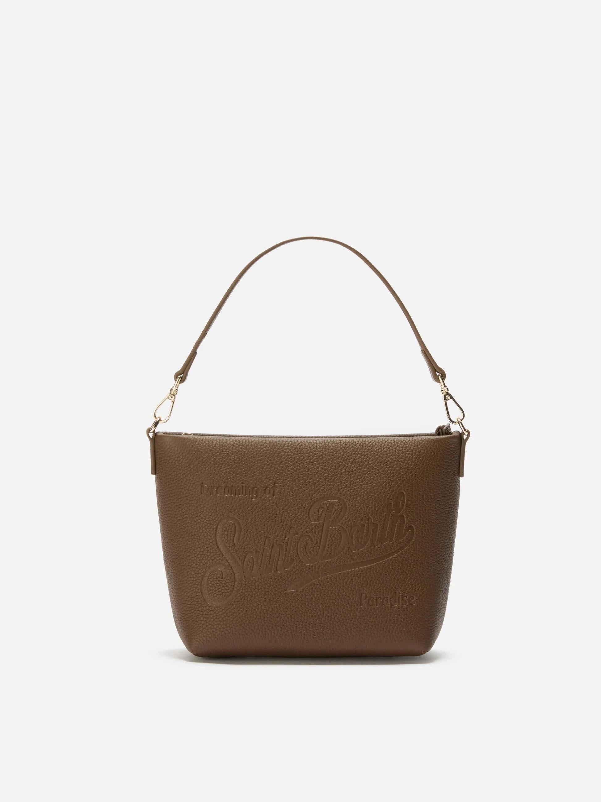 Borsa a spalla Aline Bag in pelle martellata marrone<BR/> ALI0034 00776I MC2 SAINT BARTH 