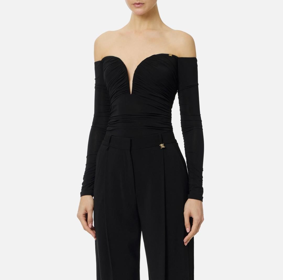 Body in jersey crêpe leggero con drappeggi BO01561E2 110 ELISABETTA FRANCHI 