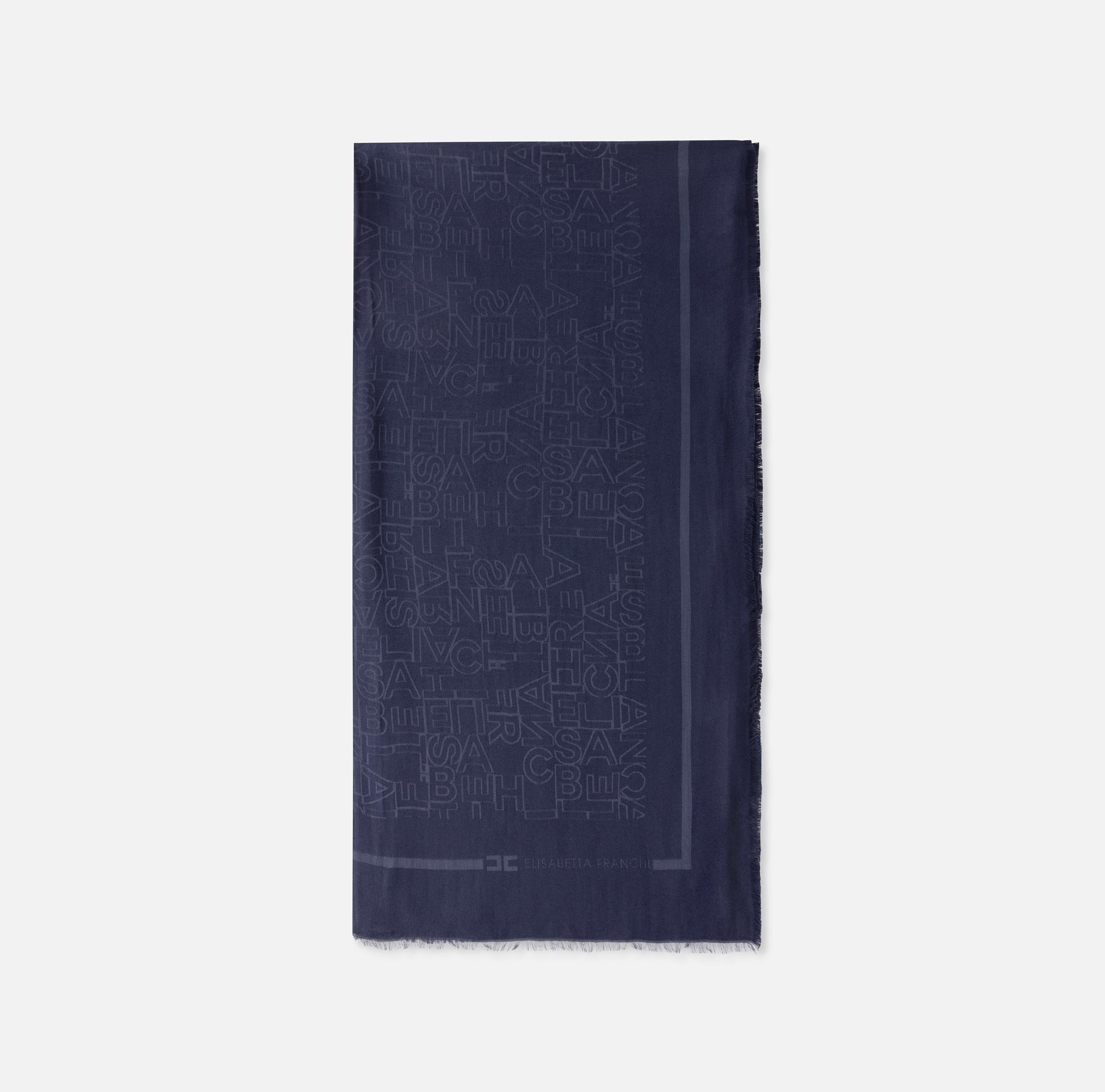 Pashmina donna  in jacquard con lettering logo