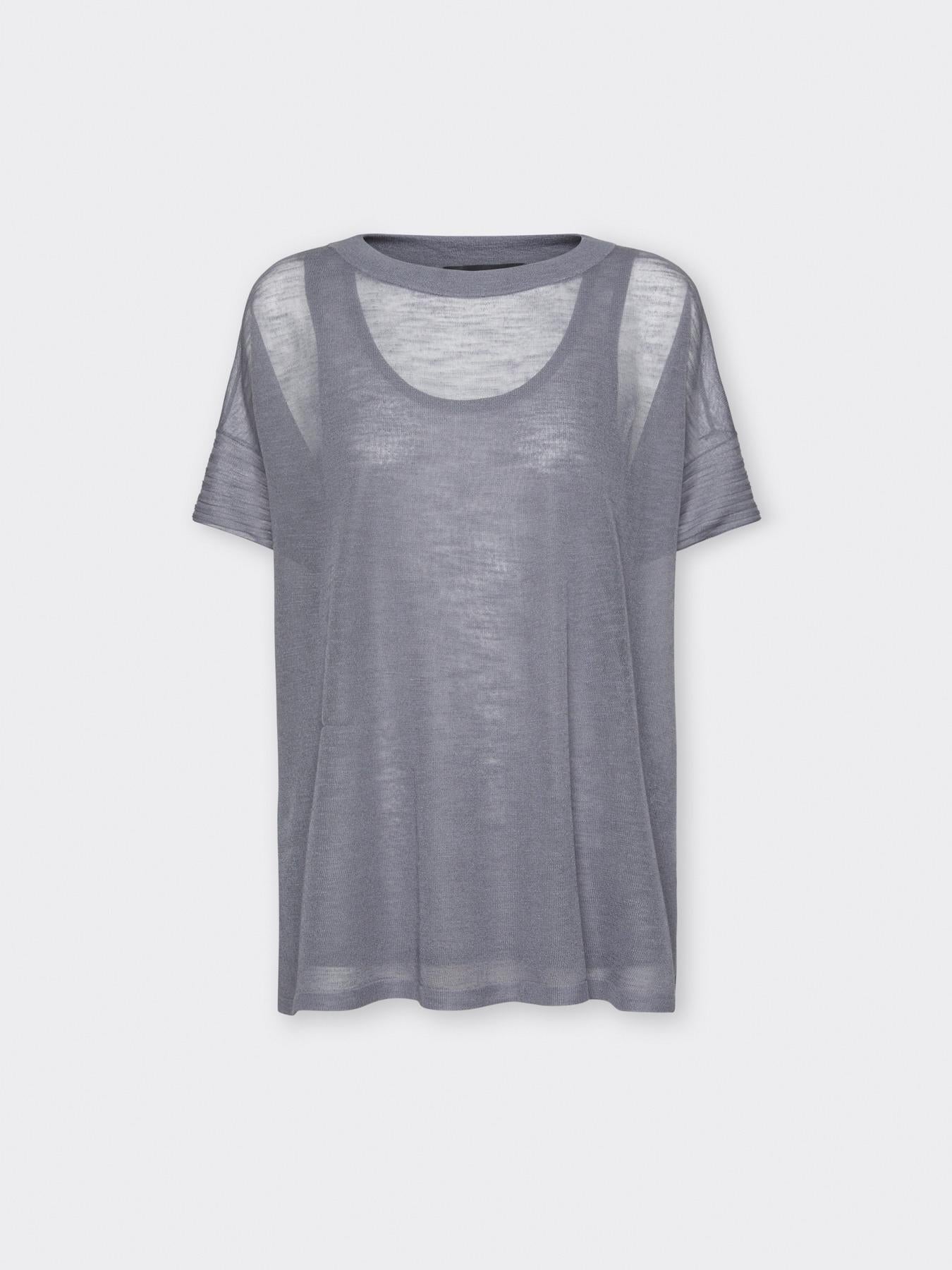 Maglia girocollo misto lino<BR/> M609Z000758N 23 ELENA MIRO 