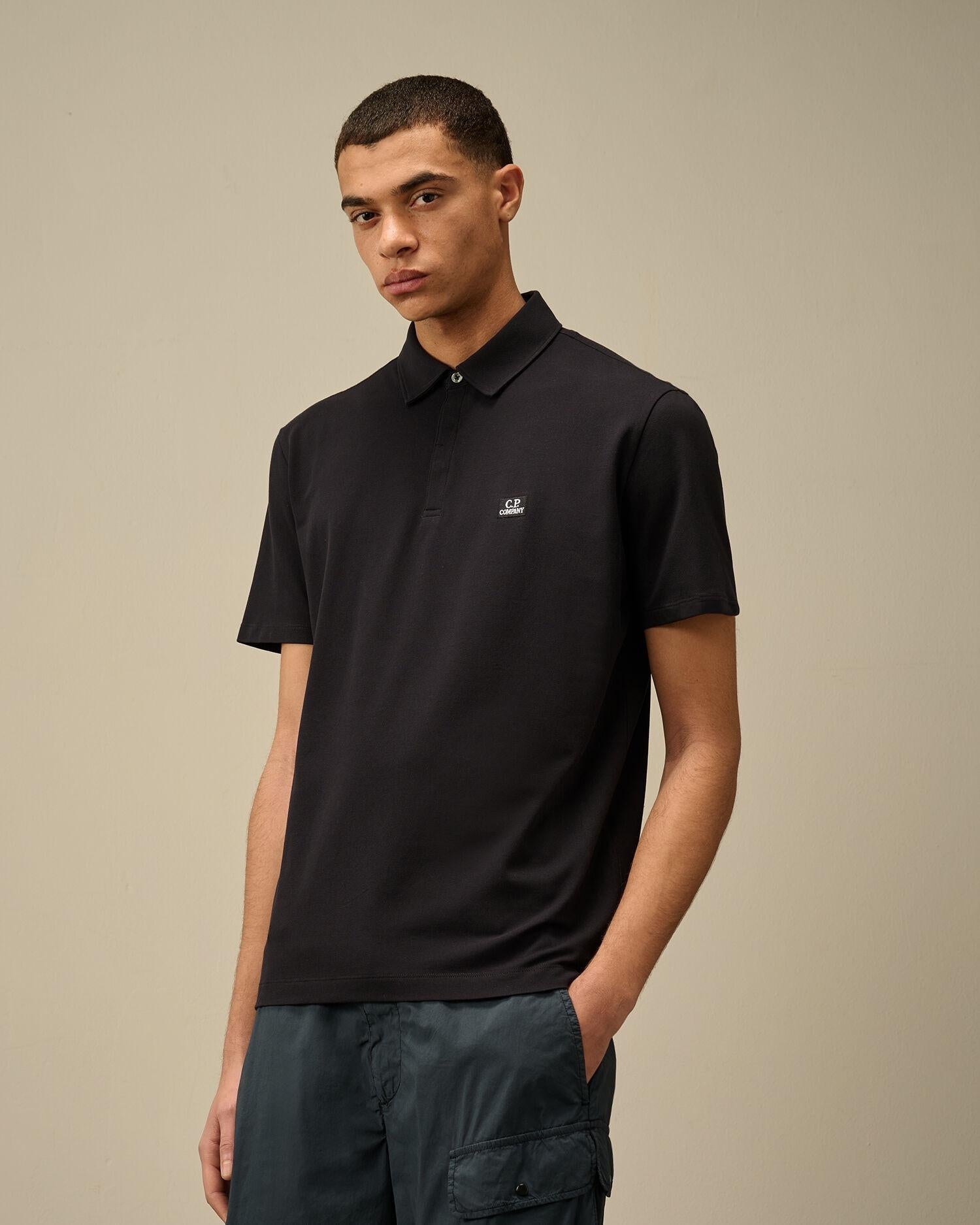 Stretch Piquet Three-Button Logo Polo