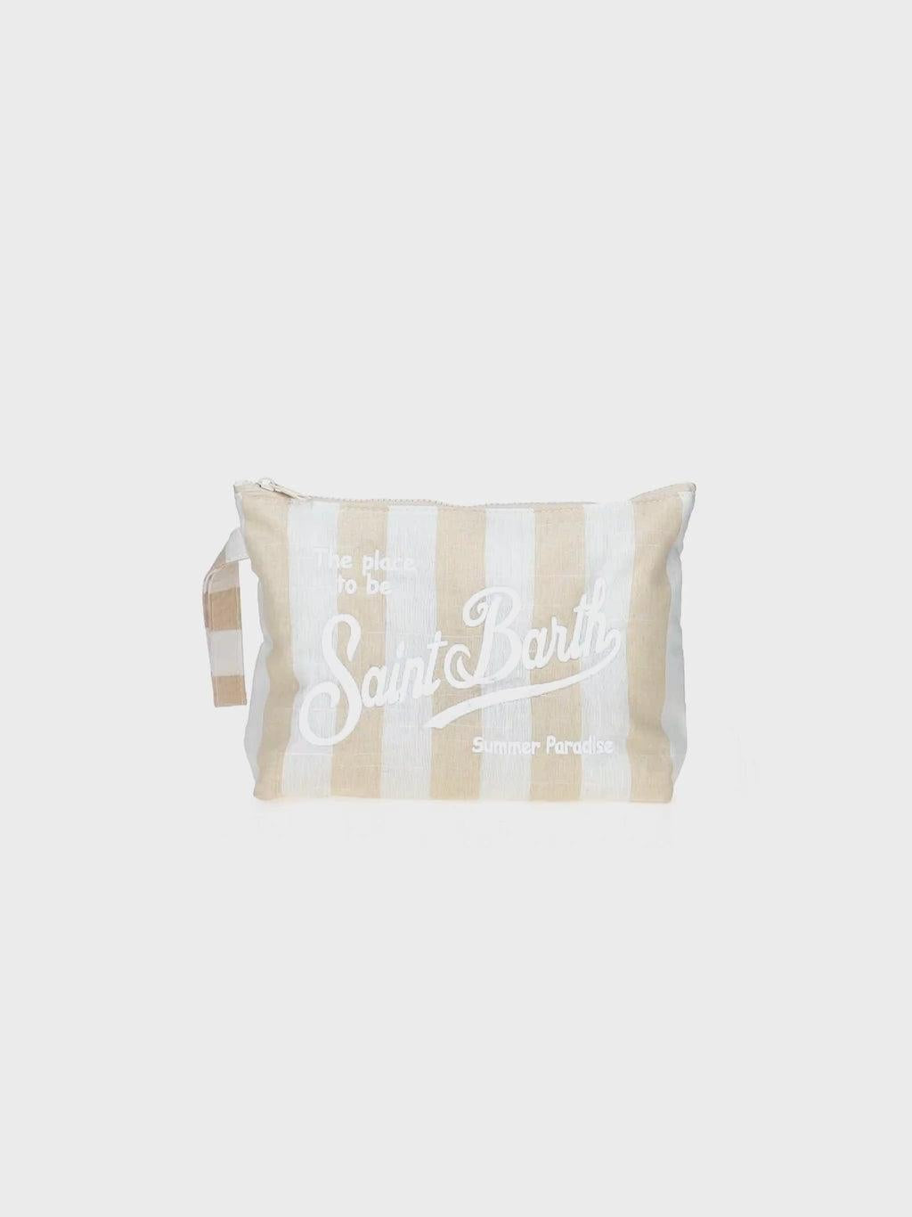 Pochette Aline Soft L in cotone e lino con stampa a righe