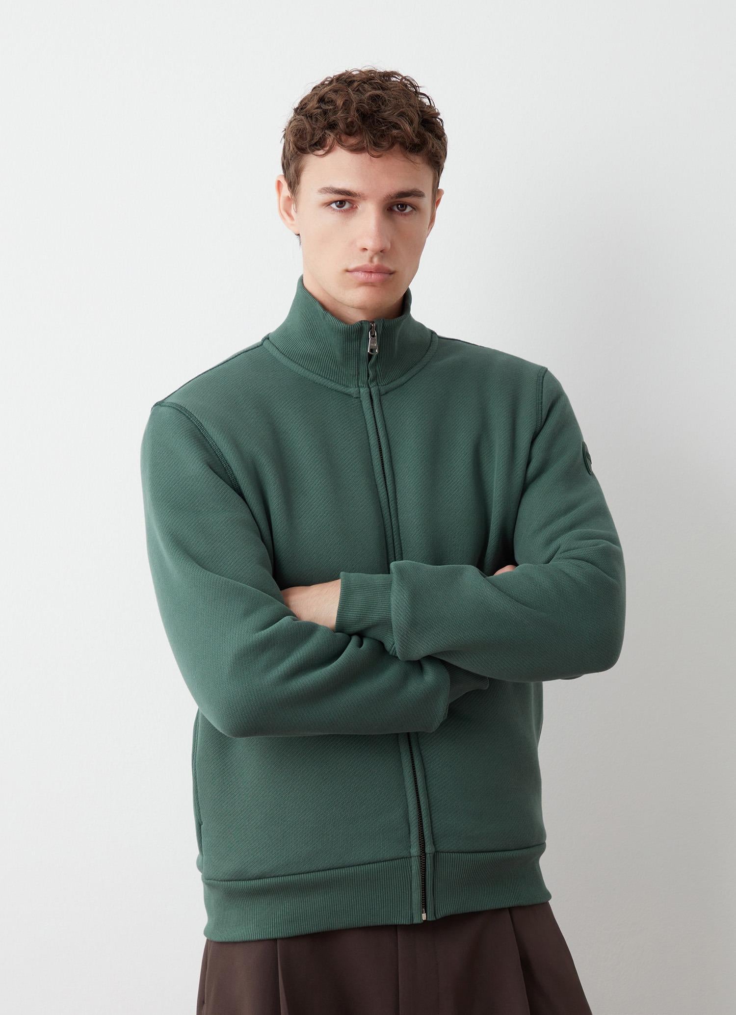 Felpa uomo in cotone garzato con zip